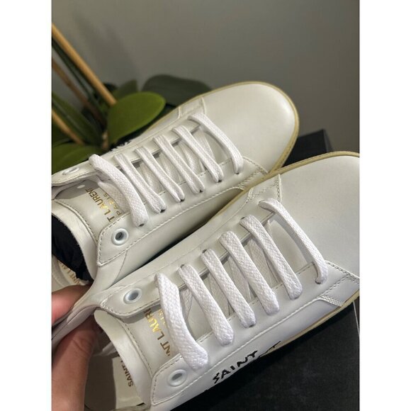 Saint Laurent Court Classic Sl/06 Embroidered Sneakers White Womens 36 6 - Picture 10 of 14